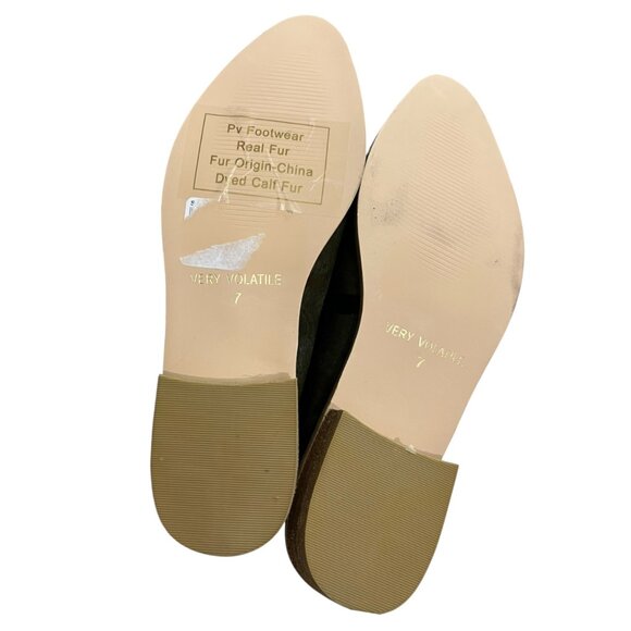 Very Volatile  Green & Black Atwood Calf Hair Slip On Slide Loafer Mules Size 7 - Picture 9 of 11